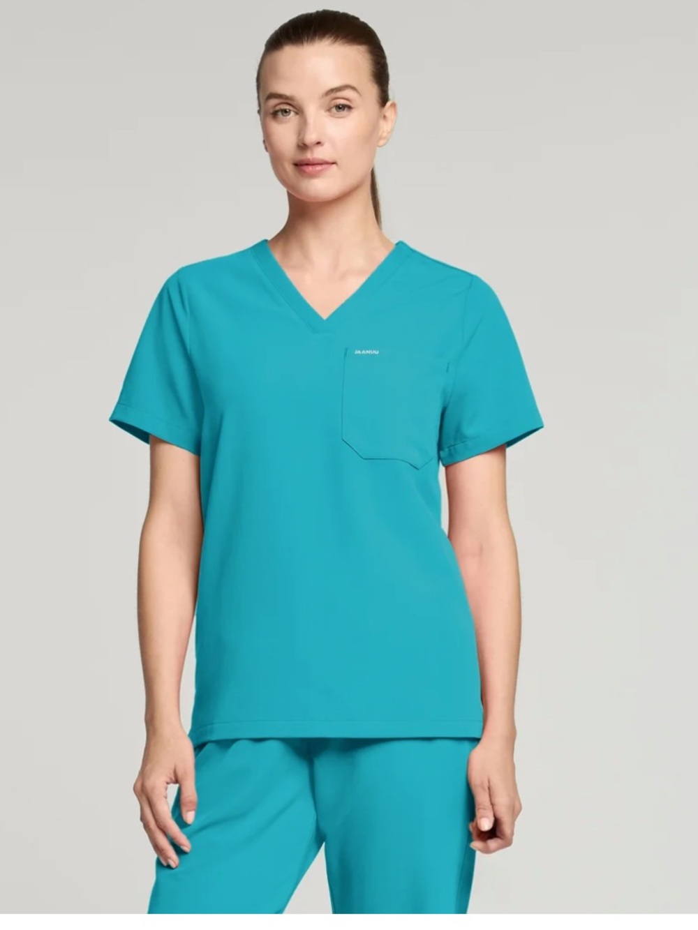 Jaanuu women’s 1-Pocket Scrub Top teal